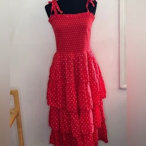 Draper James Red Smocked Tiered Dress